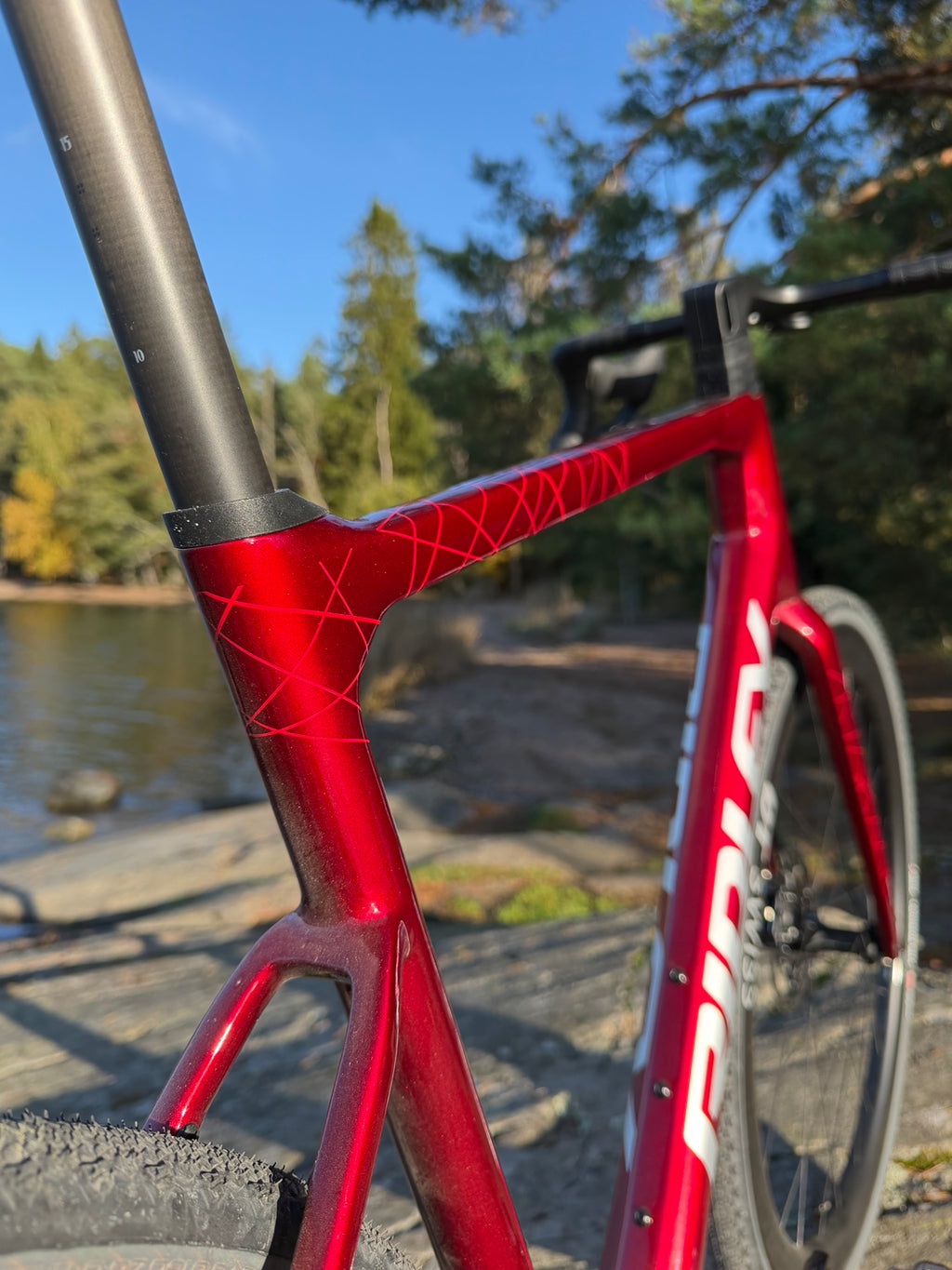 Punaisen Ridley Grifn RS Gravelin rungon yksityiskohta