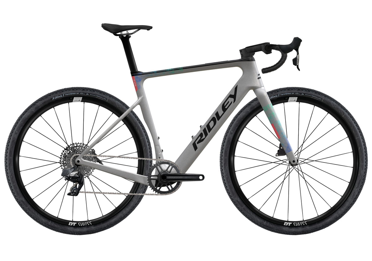 Ridley E-ASTR SRAM Apex XPLR AXS 1x12 – Silver / Black / Neon