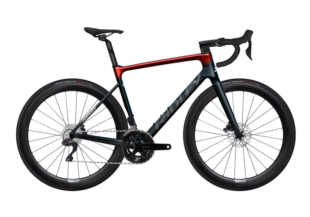 Ridley Falcn Shimano 105 R7150 12sp Di2 Carbon wheels – Black / White / Candy Red Metallic