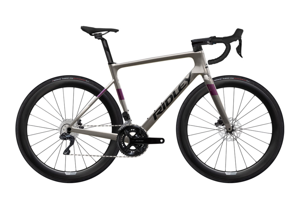 Ridley Falcn Shimano 105 R7150 12sp Di2 Carbon wheels – Autumn Grey / Black / Purple
