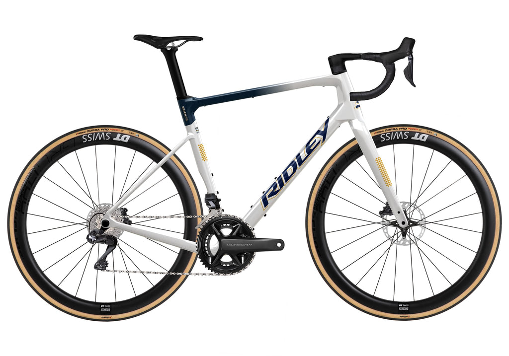 Ridley Grifn RS Road Shimano Ultegra DI2 2x12 – Pearl White / Jeans Blue Metallic / Honey Gold