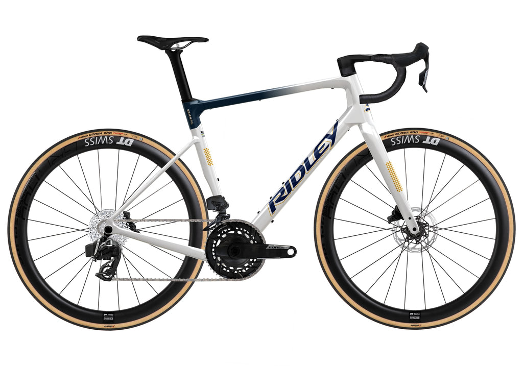Ridley Grifn RS Road SRAM Force AXS 2x12 – Pearl White / Jeans Blue Metallic / Honey Gold