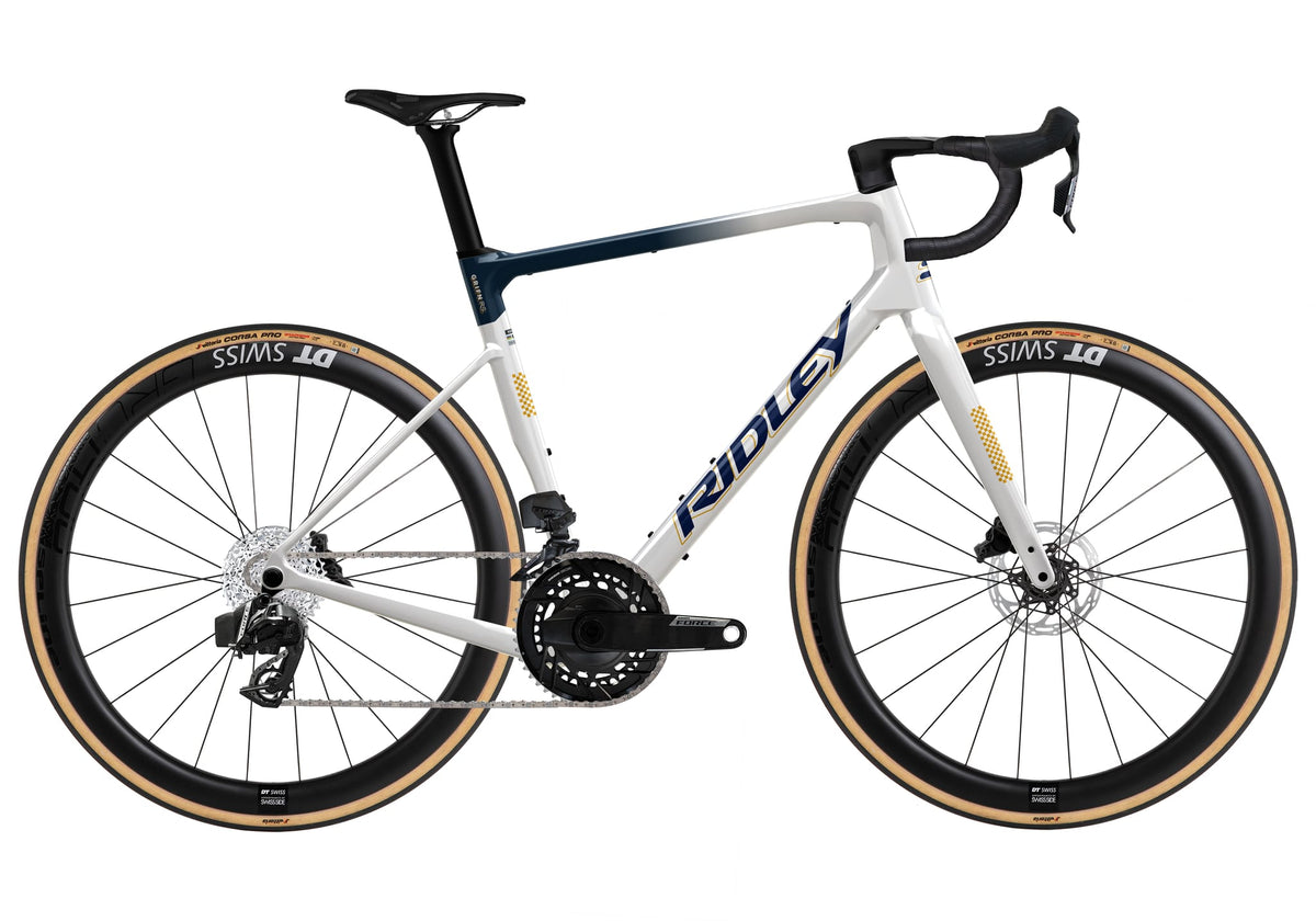 Ridley Grifn RS Road SRAM Force AXS 2x12 – Pearl White / Jeans Blue Metallic / Honey Gold