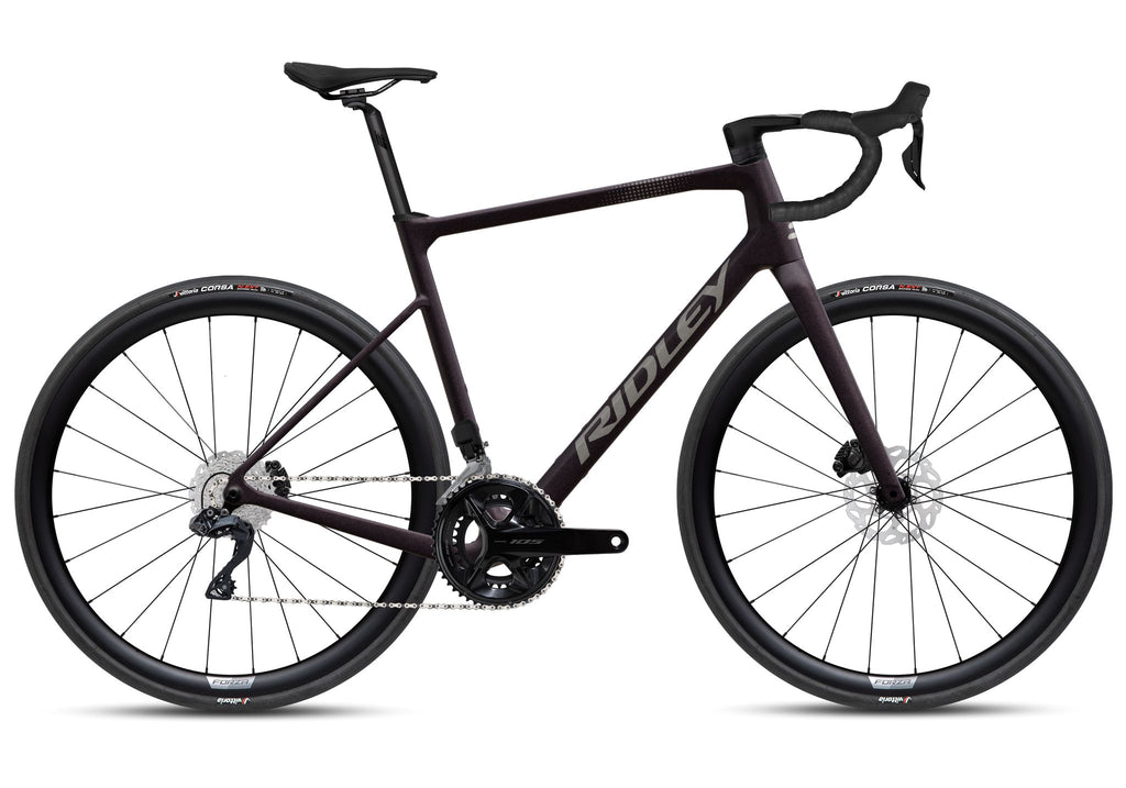 Ridley Grifn Road Shimano 105 R7150 12sp Di2 Carbon wheels – Dark Plum Metallic / Autumn Grey Metallic